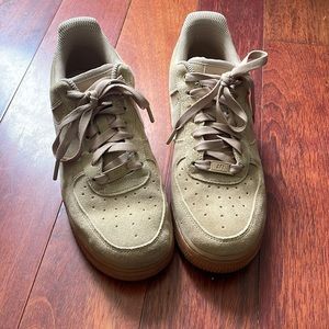 Nike Air Force One tan suede sneakers